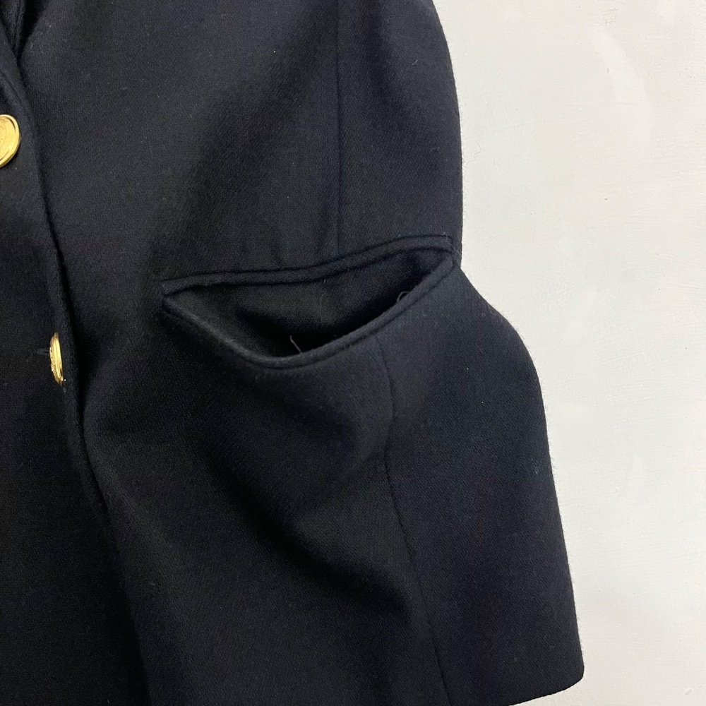 Worthington Womens 14T Wool Blend Double Breasted Pant Suit Black Gold Buttons - Picture 4 of 11